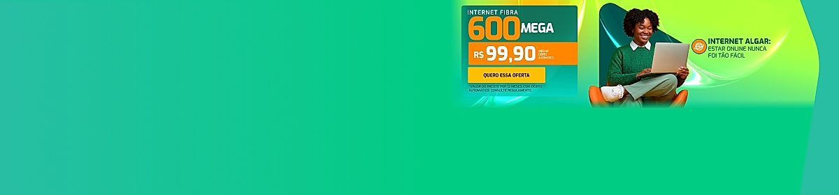 Imagem promocional da Algar com destaque para internet fibra óptica