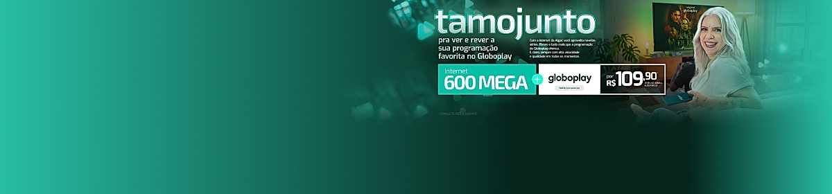 Imagem promocional da Algar com destaque para internet fibra óptica