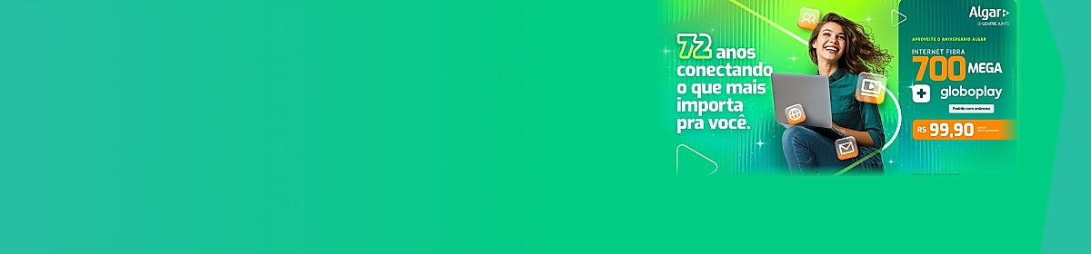 Imagem promocional da Algar com destaque para internet fibra óptica